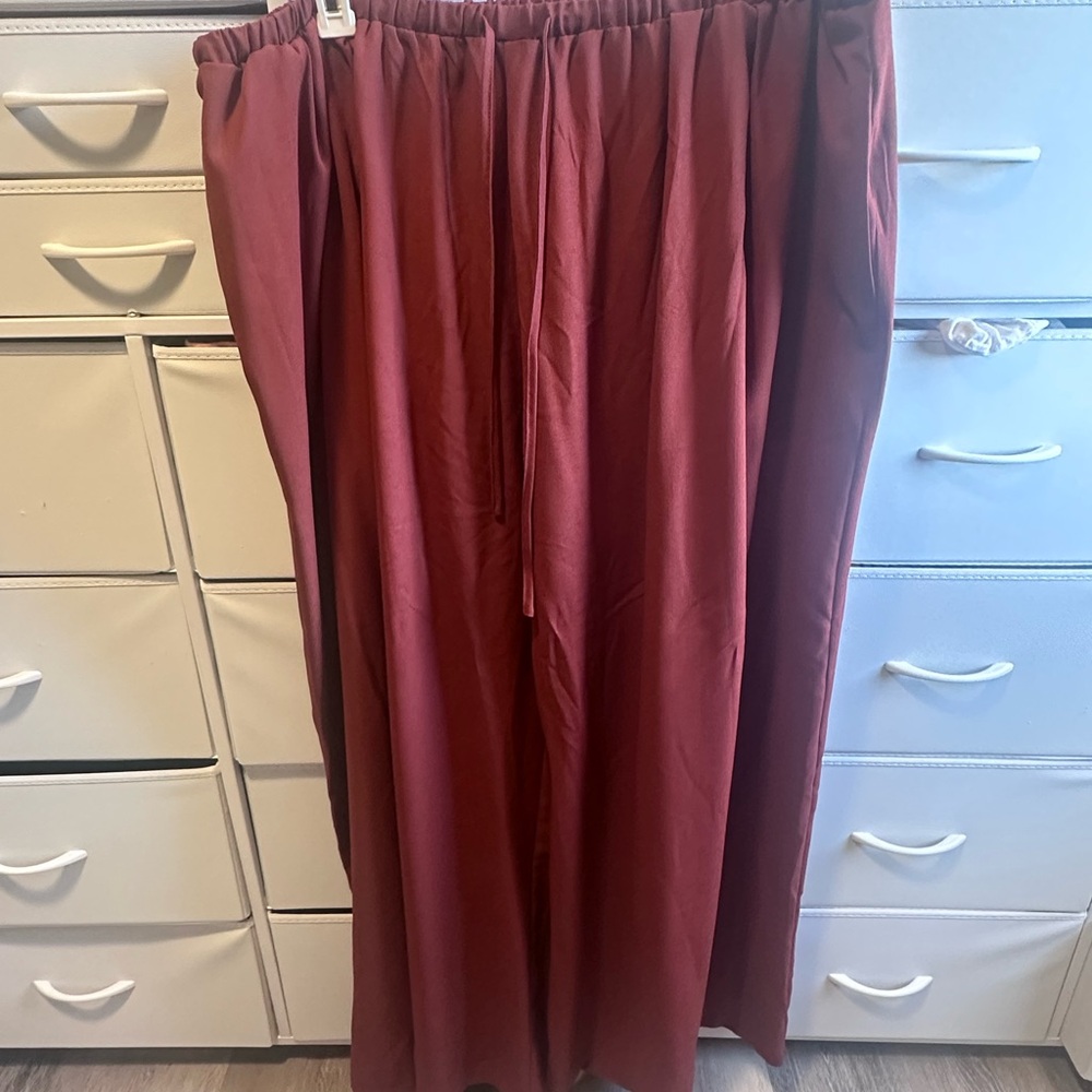 Cider Wide Leg Pants in Deep Red